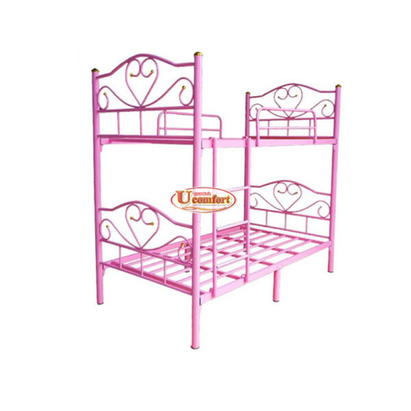 เตียงเหล็ก 2 ชั้น รุ่น Lotus ราคา ขนาด 3.5 ฟุต สีชมพู